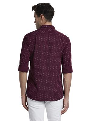burgundy printed casual shirt - 17670308 - Standard Image - 4