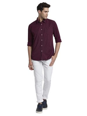 burgundy printed casual shirt - 17670308 - Standard Image - 5