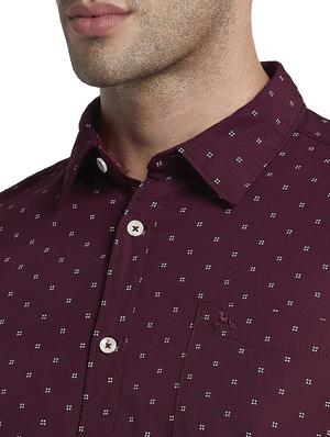 burgundy printed casual shirt - 17670308 - Standard Image - 6