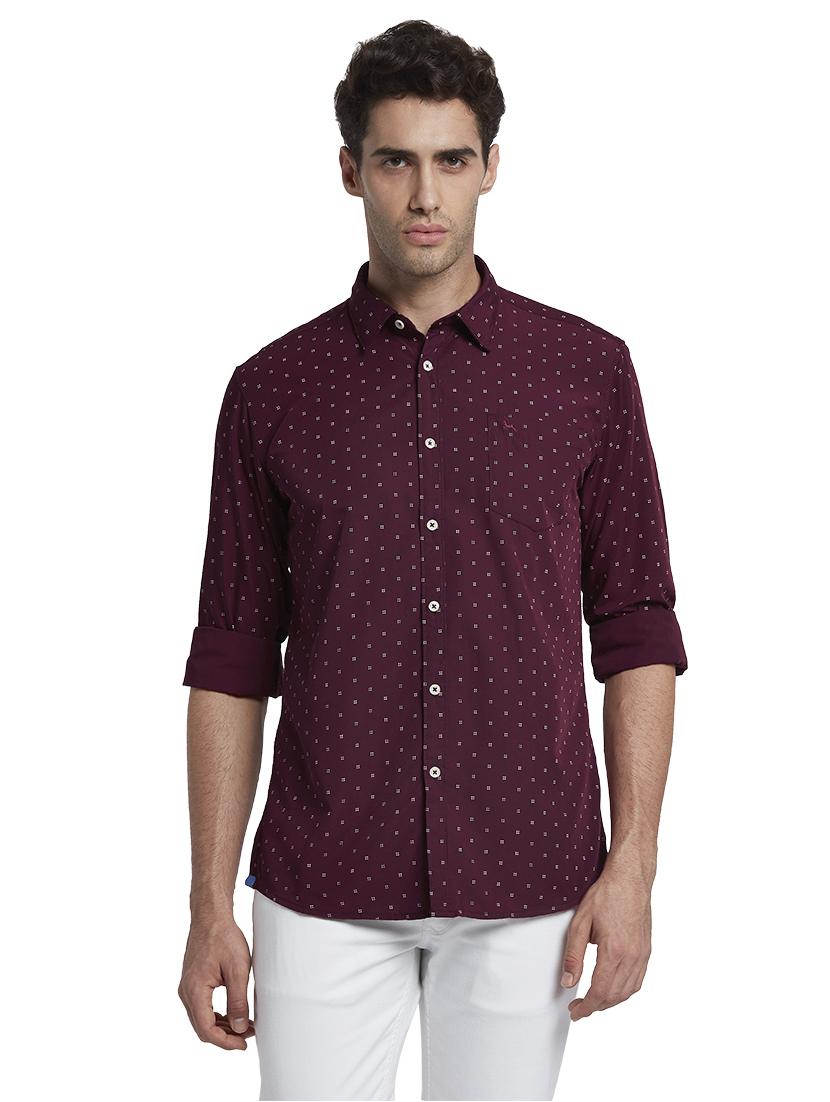 burgundy printed casual shirt - 17670308 - Zoom Image - 1