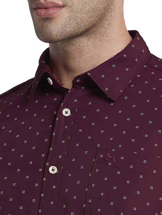burgundy printed casual shirt - 17670308 - Zoom Image - 6