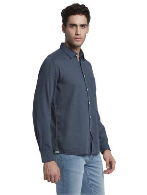 blue solid casual shirt - 17670310 - Standard Image - 3
