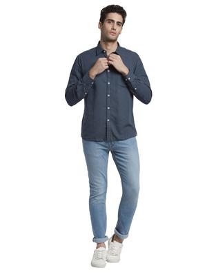 blue solid casual shirt - 17670310 - Standard Image - 5
