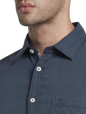 blue solid casual shirt - 17670310 - Standard Image - 6