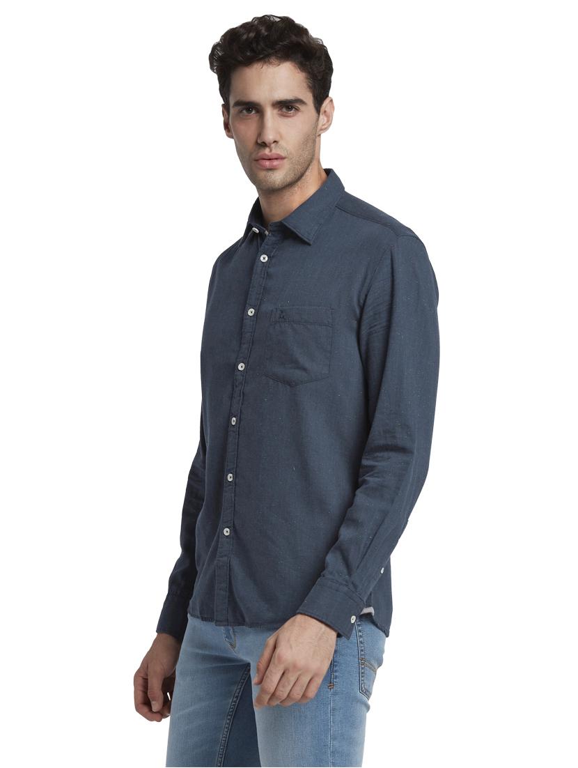 blue solid casual shirt - 17670310 - Zoom Image - 2
