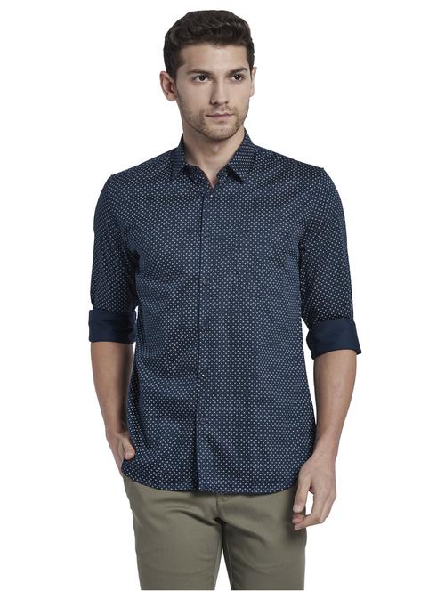 blue printed casual shirt - 17670315 - Standard Image - 1