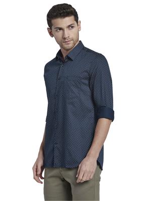 blue printed casual shirt - 17670315 - Standard Image - 2