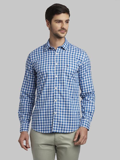blue checkered casual shirt - 17670330 - Standard Image - 1