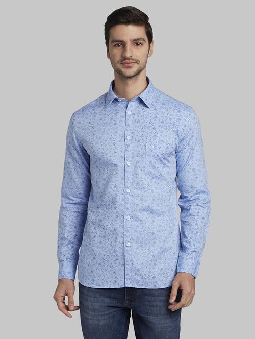blue printed casual shirt - 17670367 - Standard Image - 1