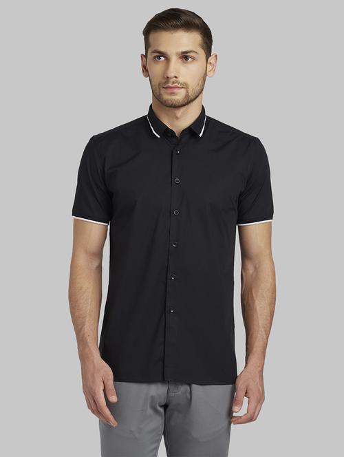 black solid casual shirt - 17670381 - Standard Image - 1