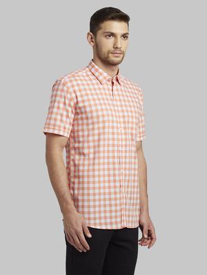 orange checkered casual shirt - 17670390 - Standard Image - 2