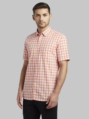 orange checkered casual shirt - 17670390 - Standard Image - 3