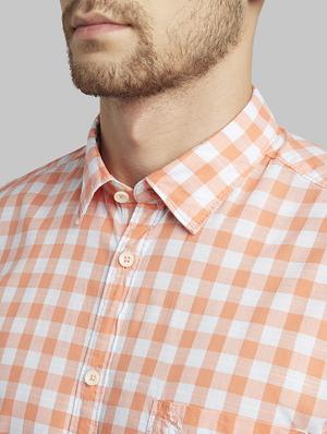 orange checkered casual shirt - 17670390 - Standard Image - 6
