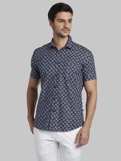 blue floral casual shirt - 17670395 - Standard Image - 1
