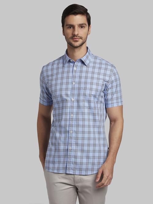 blue checkered casual shirt - 17670403 - Standard Image - 1