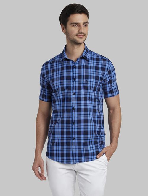 blue checkered casual shirt - 17670406 - Standard Image - 1
