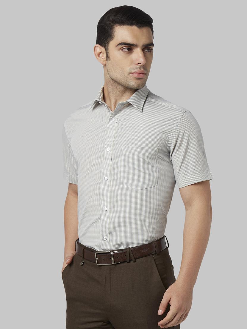 yellow checkered formal shirt - 17670443 - Zoom Image - 2