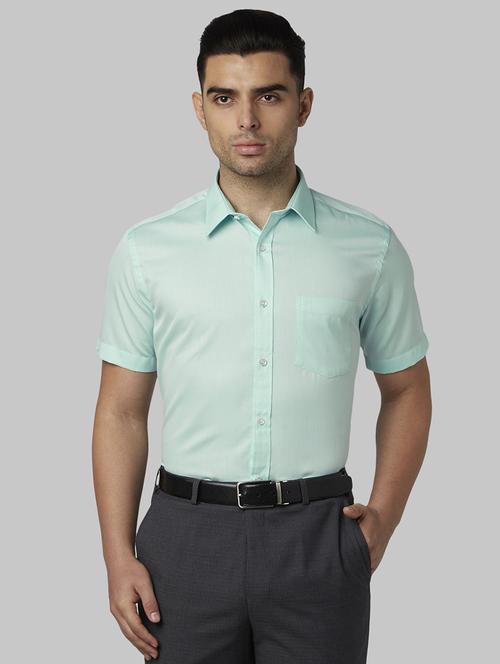 green solid formal shirt - 17670493 - Standard Image - 1