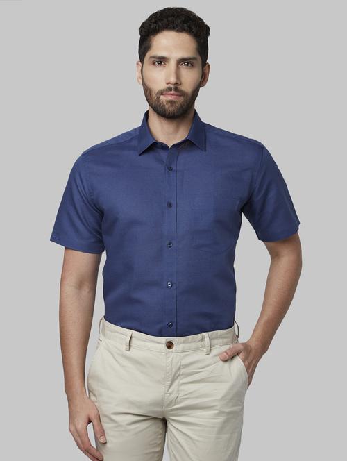 dark blue solid formal shirt - 17670500 - Standard Image - 1
