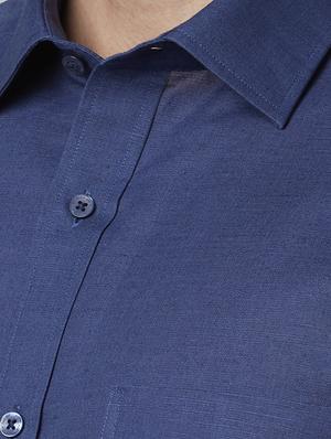 dark blue solid formal shirt - 17670500 - Standard Image - 5