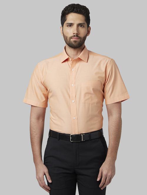 orange solid formal shirt - 17670503 - Standard Image - 1