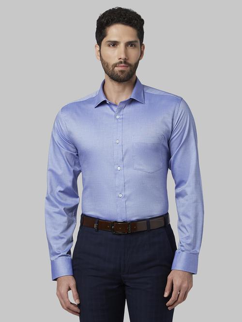 blue solid formal shirt - 17670511 - Standard Image - 1
