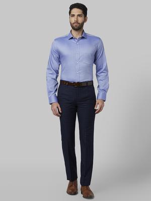 blue solid formal shirt - 17670511 - Standard Image - 4