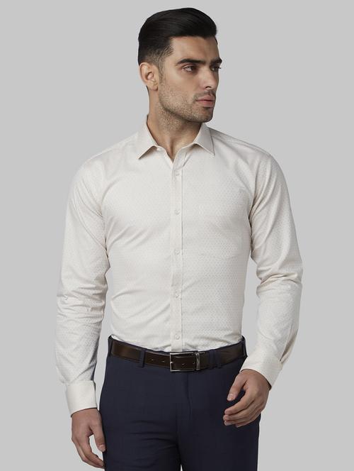beige printed formal shirt - 17670528 - Standard Image - 1