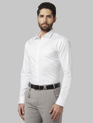 white printed formal shirt - 17670533 - Standard Image - 2