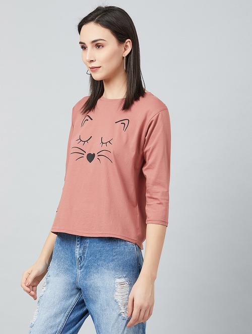pink cotton regular tee - 17671437 - Standard Image - 1