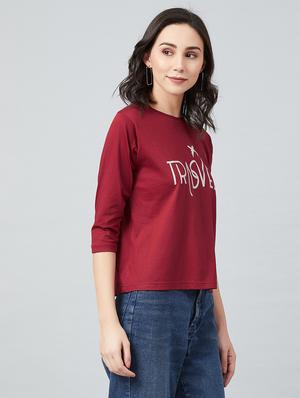 maroon cotton regular tee - 17671438 - Standard Image - 2