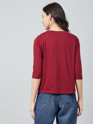 maroon cotton regular tee - 17671438 - Standard Image - 3