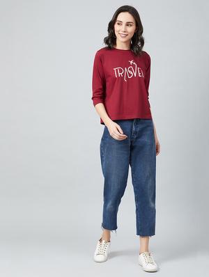 maroon cotton regular tee - 17671438 - Standard Image - 5