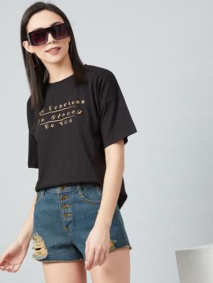 black cotton boxy tee - 17671441 - Standard Image - 4