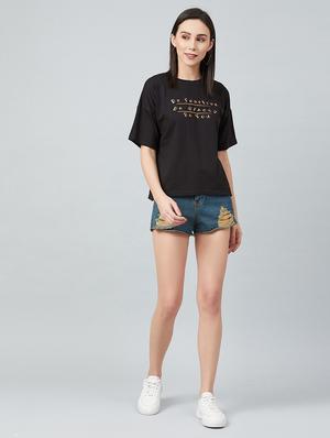 black cotton boxy tee - 17671441 - Standard Image - 5