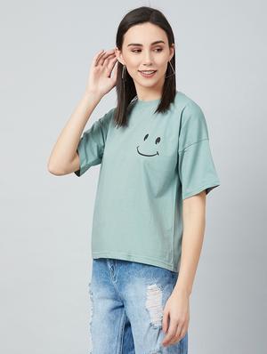 green cotton boxy tee - 17671444 - Standard Image - 2
