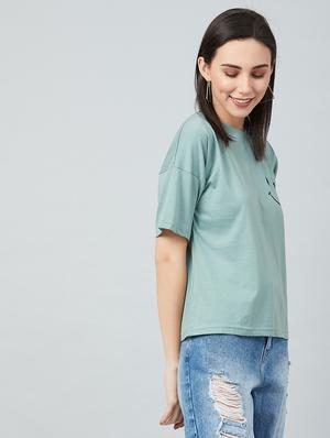 green cotton boxy tee - 17671444 - Standard Image - 3
