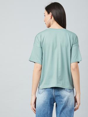 green cotton boxy tee - 17671444 - Standard Image - 4