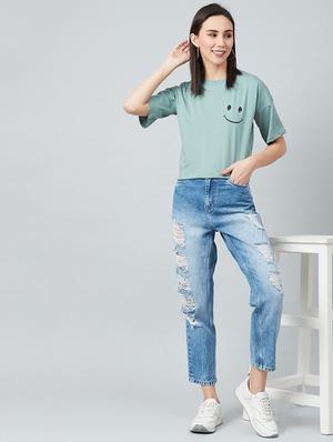 green cotton boxy tee - 17671444 - Standard Image - 5