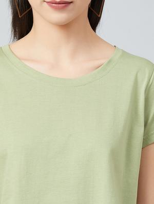 olive cotton crop tee - 17671450 - Standard Image - 6