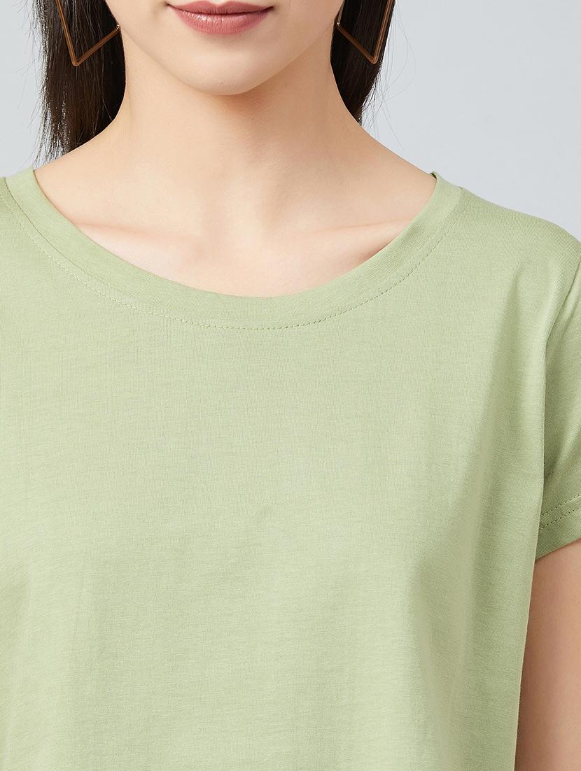 olive cotton crop tee - 17671450 - Zoom Image - 6