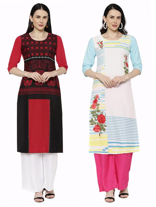 multi colored crepe combos kurta - 17671544 - Standard Image - 1