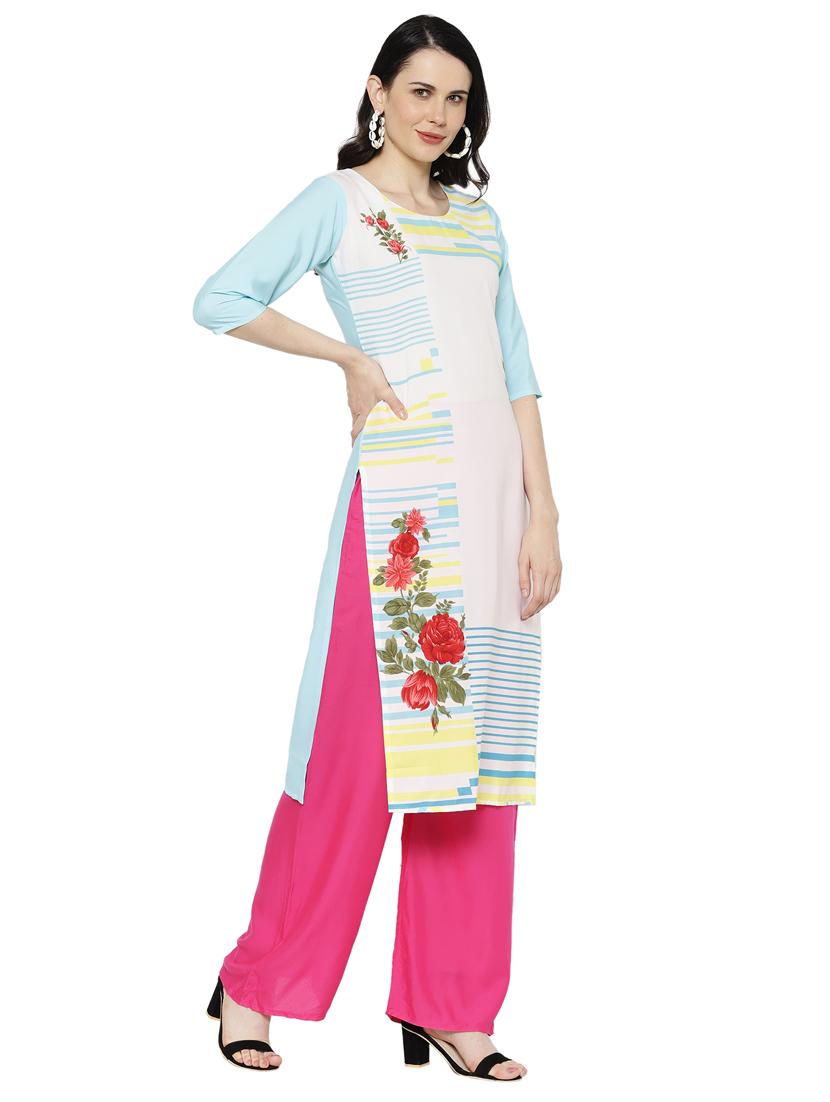 multi colored crepe combos kurta - 17671544 - Zoom Image - 6