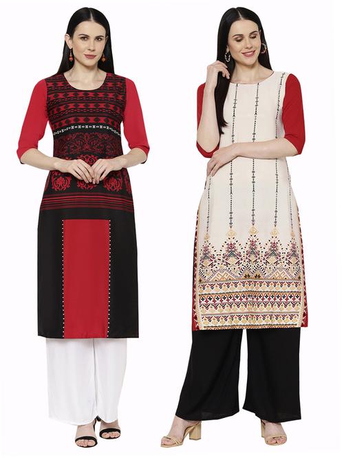 multi colored crepe combos kurta - 17671545 - Standard Image - 1