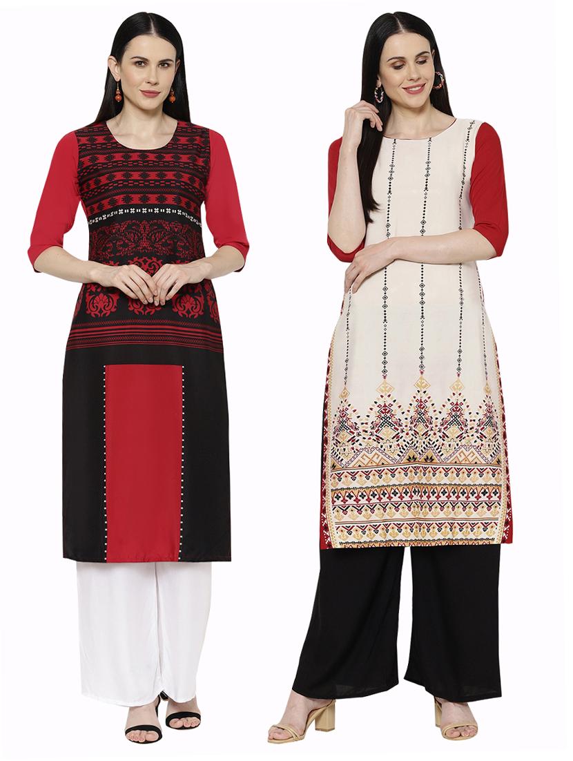 multi colored crepe combos kurta - 17671545 - Zoom Image - 1