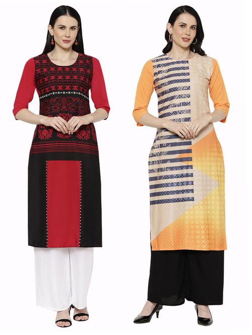 multi colored crepe combos kurta - 17671556 - Standard Image - 1