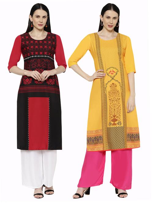 multi colored crepe combos kurta - 17671558 - Standard Image - 1