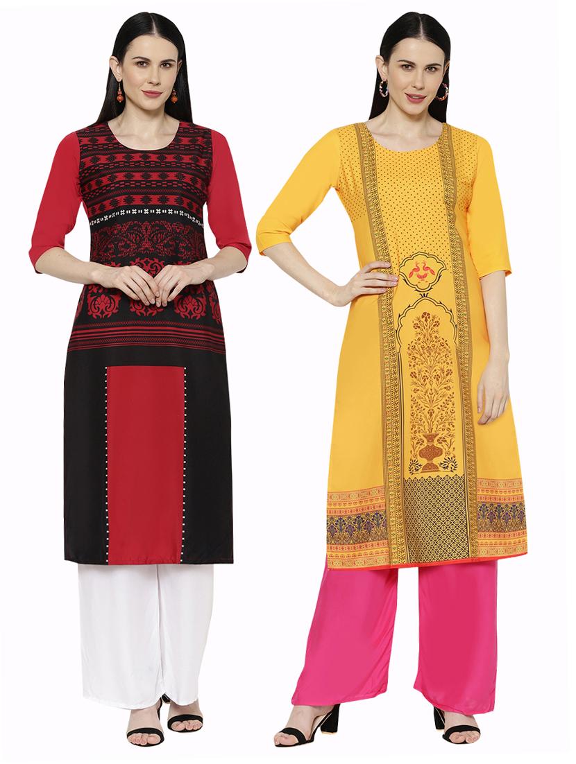 multi colored crepe combos kurta - 17671558 - Zoom Image - 1