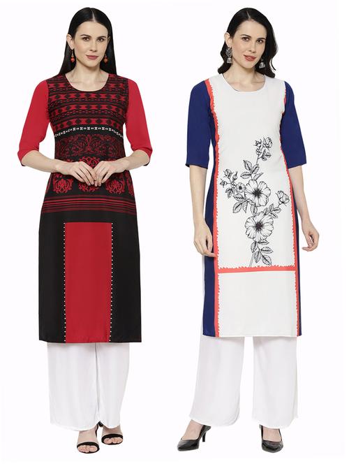 multi colored crepe combos kurta - 17671562 - Standard Image - 1