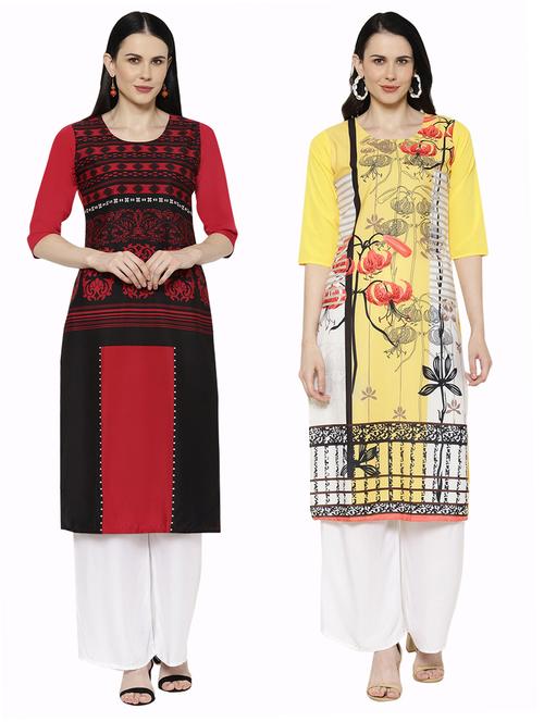 multi colored crepe combos kurta - 17671563 - Standard Image - 1